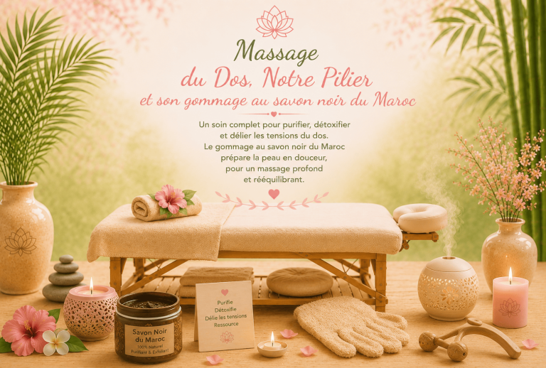 Massage du dos avec gommage au savon noir du Maroc