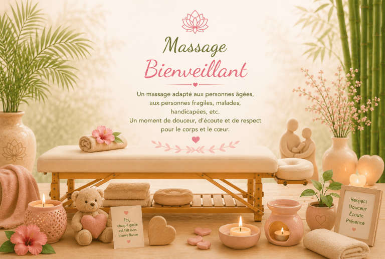 Massage Bienveillant – Lydie Bien-Être Massage bienveillant adapté aux personnes âgées, fragiles, malades ou en situation de handicap – Lydie Bien-Être