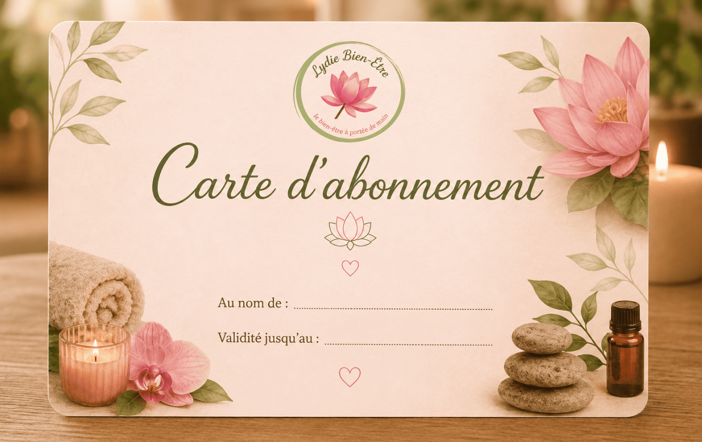 Carte d’abonnement Lydie Bien-Être Carte d’abonnement aux prestations Lydie Bien-Être